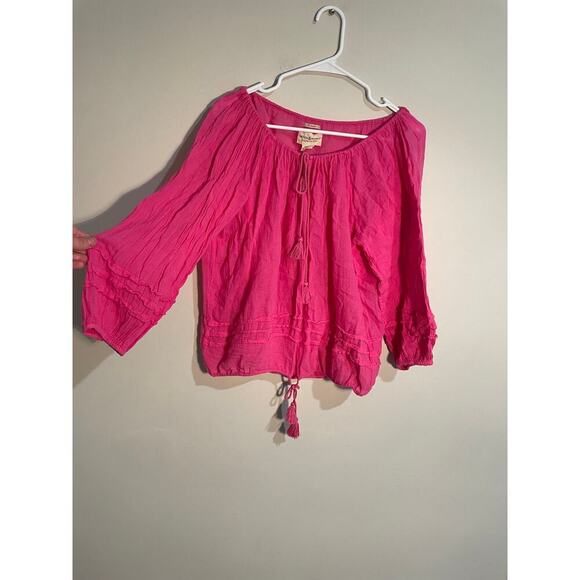 Denim and Supply Ralph Lauren Pink Off Shoulder Billowy Blouse Size Medium - Picture 1 of 8